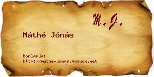 Máthé Jónás névjegykártya